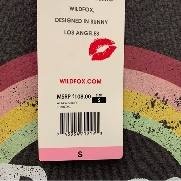 Wildfox NWT  Sommers "Easy Does It" Rainbow Graphic Sweatshirt - Picture 3 of 6